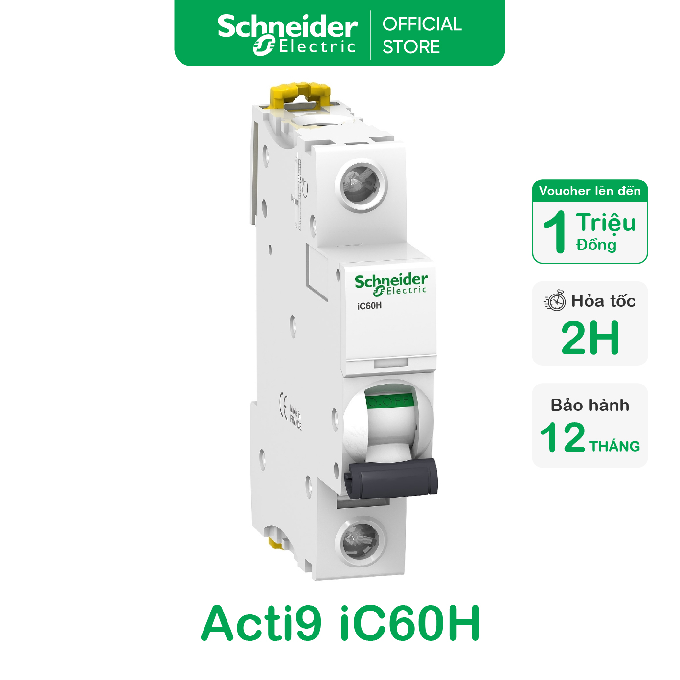 Cầu dao tự động mcb 1p dòng cắt 10ka series ic60h dòng acti9 - schneider electric - a9f84106 a9f84110 a9f84116 a9f84120 a9f84125 a9f84132 a9f84140 a9f84150 a9f84163