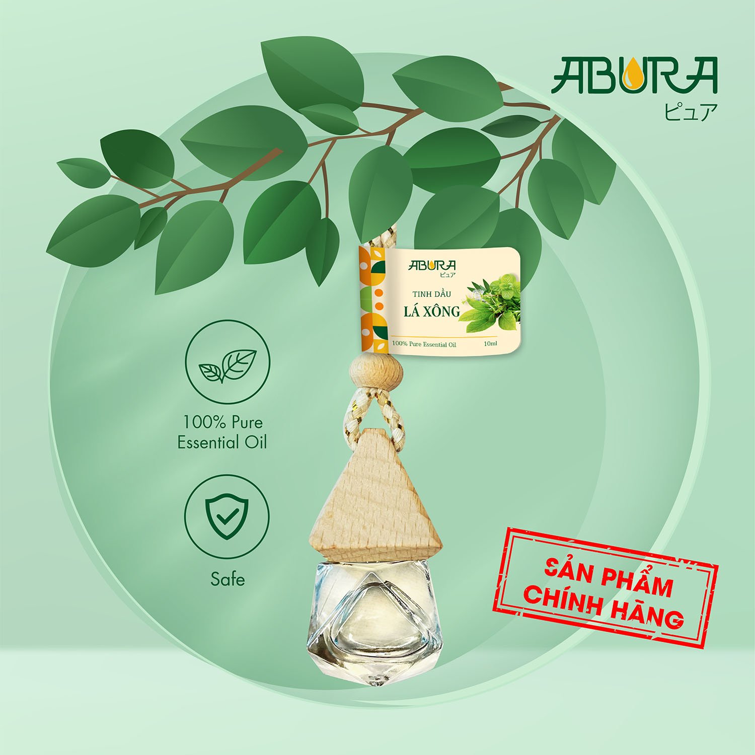 Tinh dầu Lá Xông giải cảm ABURA 10ml tinh dầu Lá Xông thảo dược treo xe xông hơi giải cảm thơm nhà