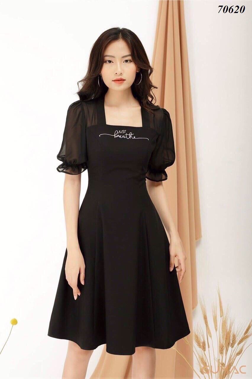 Đầm tiểu thư tay lưới bi quý phái đủ size sml.xl.xxl
