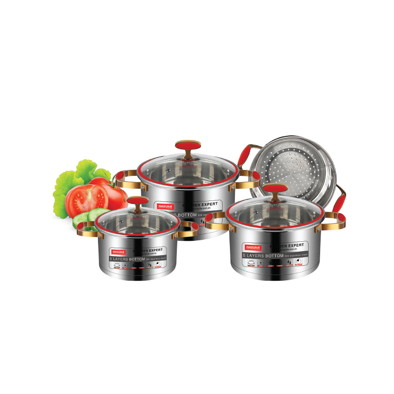 Bộ nồi 5 lớp inox hasuka hsk-bn386