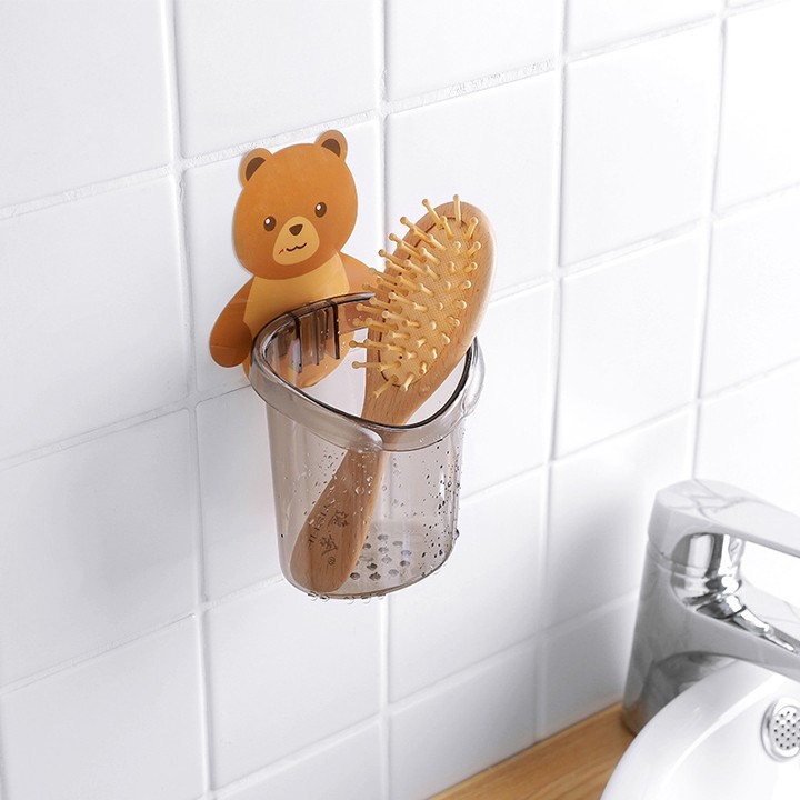 [ HÀNG TỐT - BAO CHẤT LƯỢNG ] Cốc Gấu Dán Tường đựng Bàn Chải đánh Răng, Ly Cốc đựng Bàn Chải Kem đánh Răng Dán Tường Hình Gấu