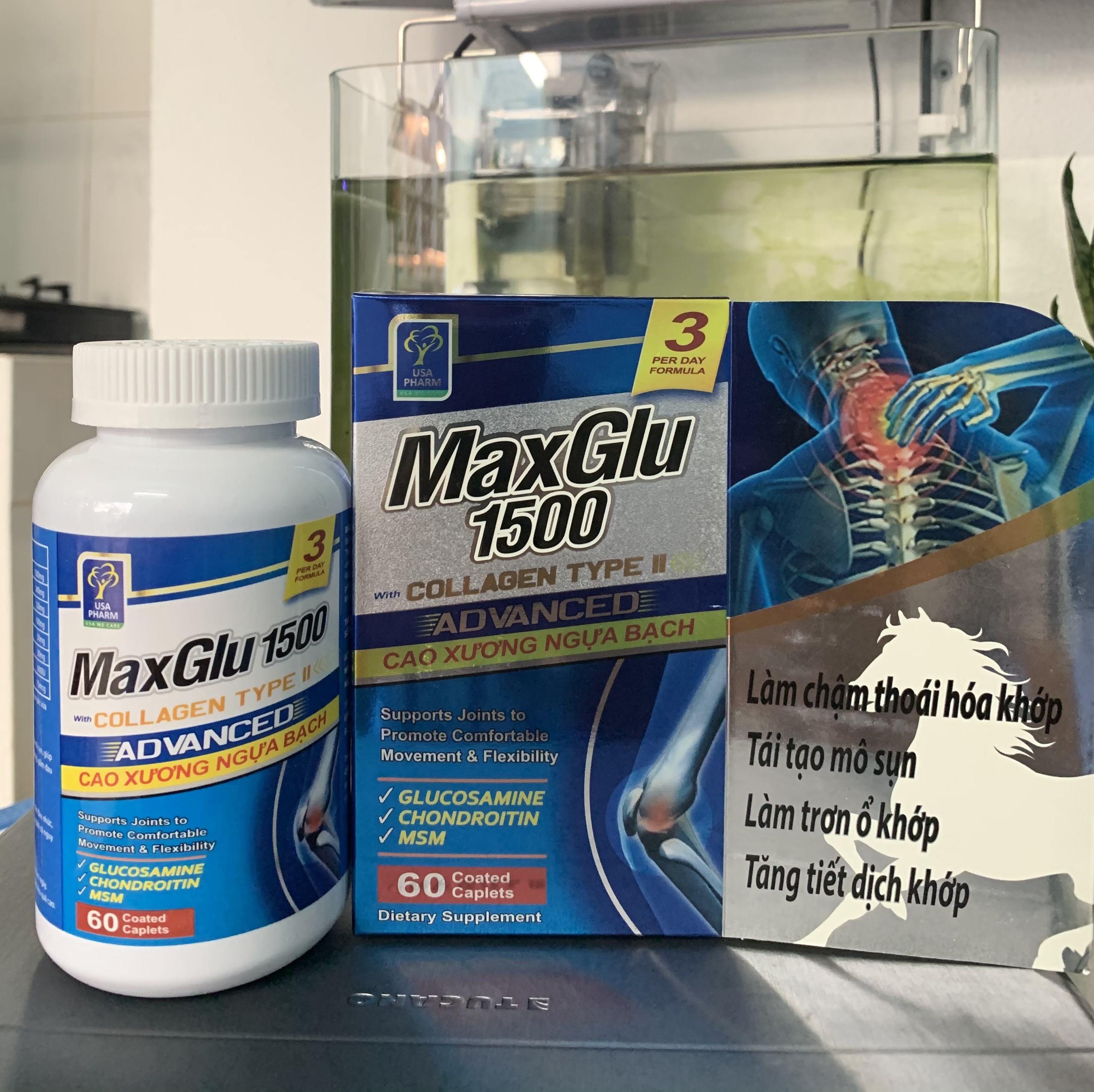 Maxglu 1500 Giúp phục hồi, tái tạo mô sụn khớp, tăng tiết dịch lọ 60 viên