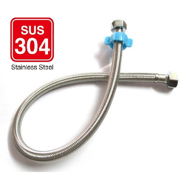 Dây cấp nước inox304 không gỉ, tán inox304, ren 21 chịu áp lực