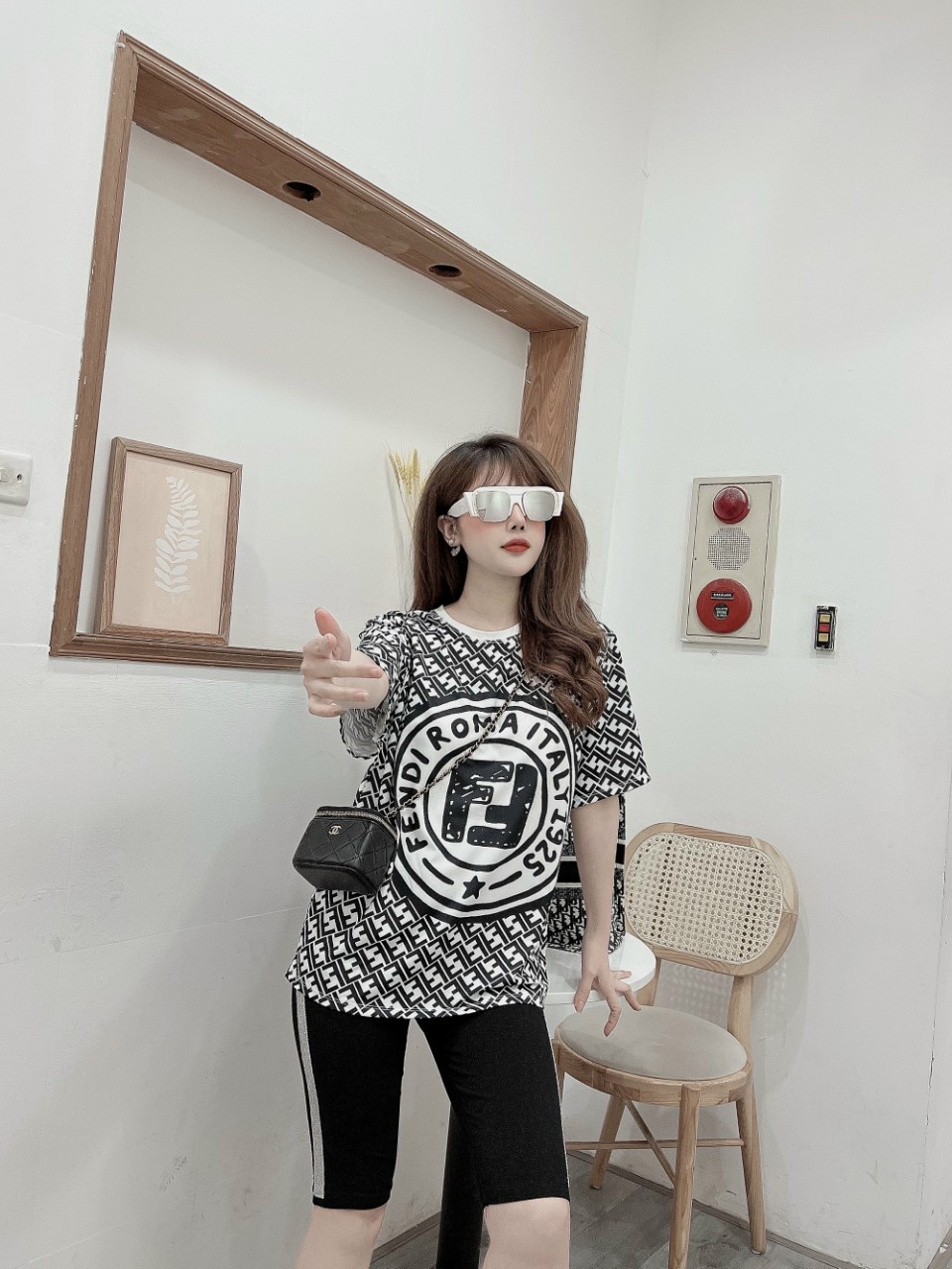 Đồ bộ thun ngố nữ áo form rộng họa tiết