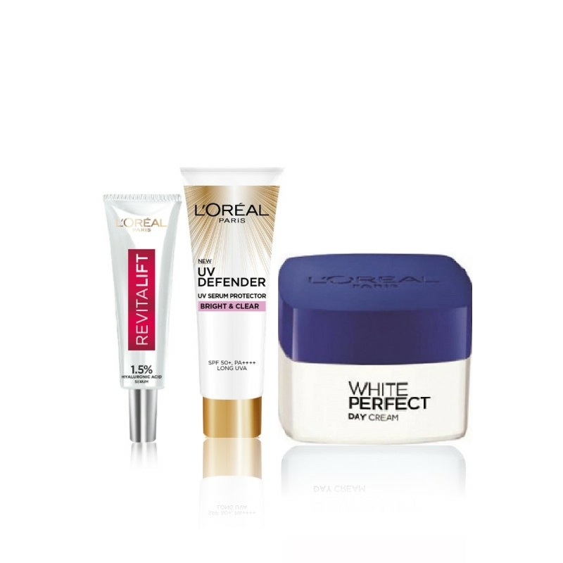 Bộ 3 món kem dưỡng sáng da & kem chống nắng & Serum siêu cấp ẩm sáng da LOreal Paris