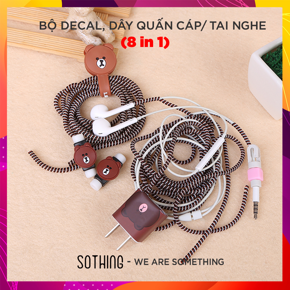 [HCM][8 in 1] Bộ Decal dán dây quấn nút bảo vệ hình thú ( KHÔNG KÈM CỐC SẠC DÂY SẠC VÀ TAI NGHE )