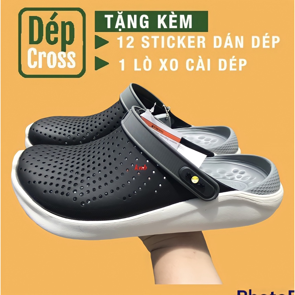 Giày Dép Cross Quai Ngang Màu Đem Đế Trắng DECR8KK Tặng Kèm 1 Hộp Đựng Giày Cross Nhiều Size Từ 35 Đến 45