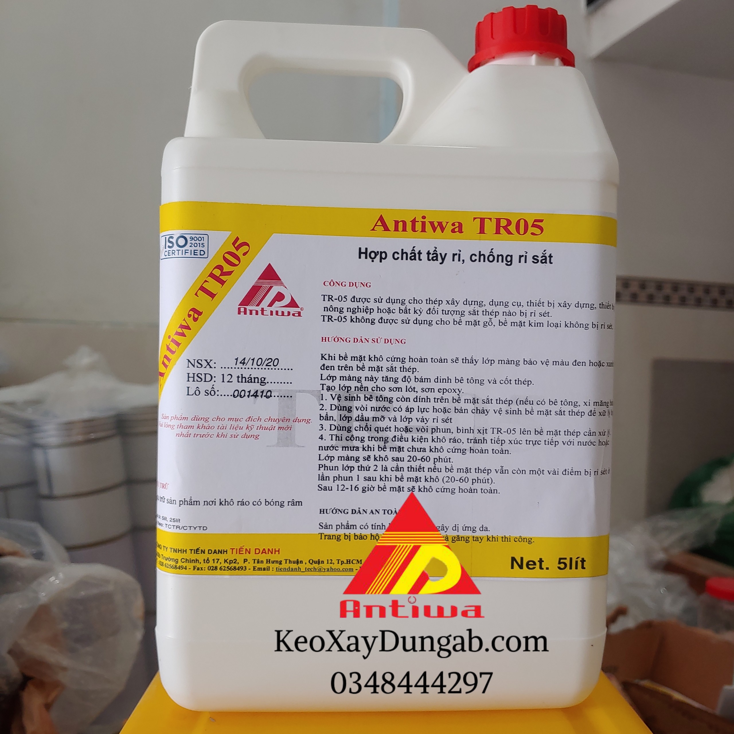 Chất Tẩy Rỉ Sắt Thép xây dựng, dân dụng  ANTIWA TR05 cal 5 Lít