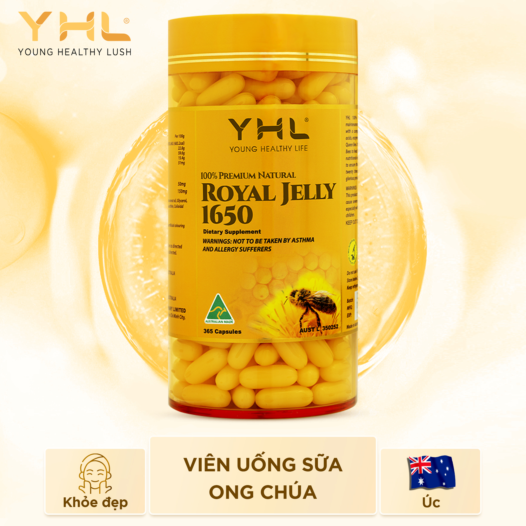 Viên uống sữa ong chúa YHL. sản xuất tại ÚC
