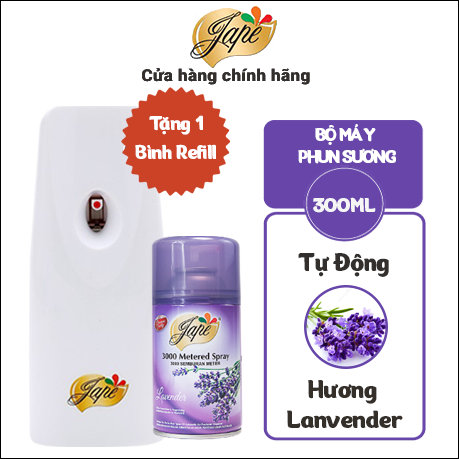 Máy Xịt Phòng Tự Động Jape Khử Mùi Hương Thơm Tự Nhiên  JE600 - Hương Lavender (OẢI HƯƠNG) - [Gồm 1 Máy & Tặng thêm 1 Lõi Hương Lavender]