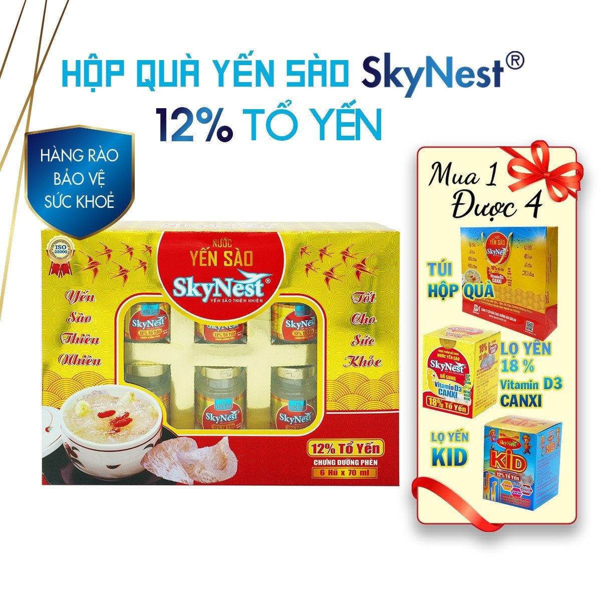 Nước yến sào cao cấp SkyNest  6 lọ x70ml Hộp quà hiệu quả cho hồi phục và