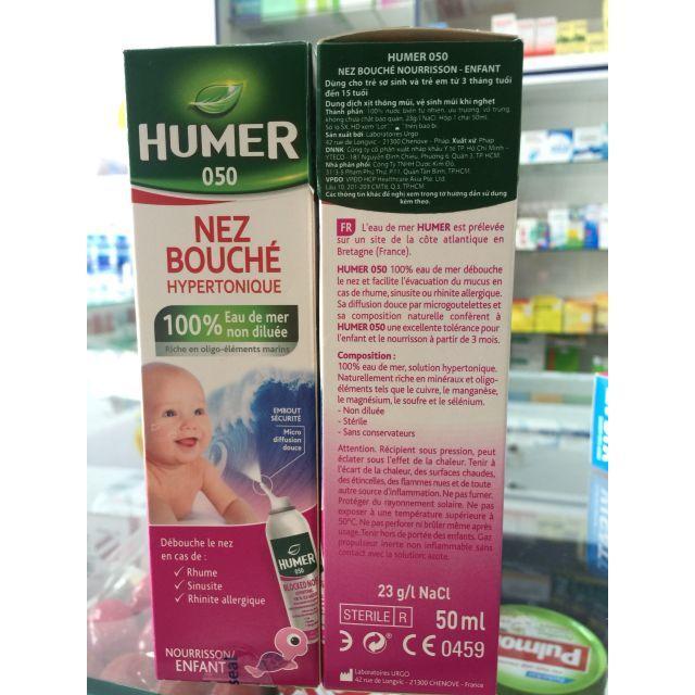 THÔNG MŨI TRẺ EM,DUNG DỊCH ƯU TRƯƠNG.HUMER 050 BLOCKED NOSE 50ML.