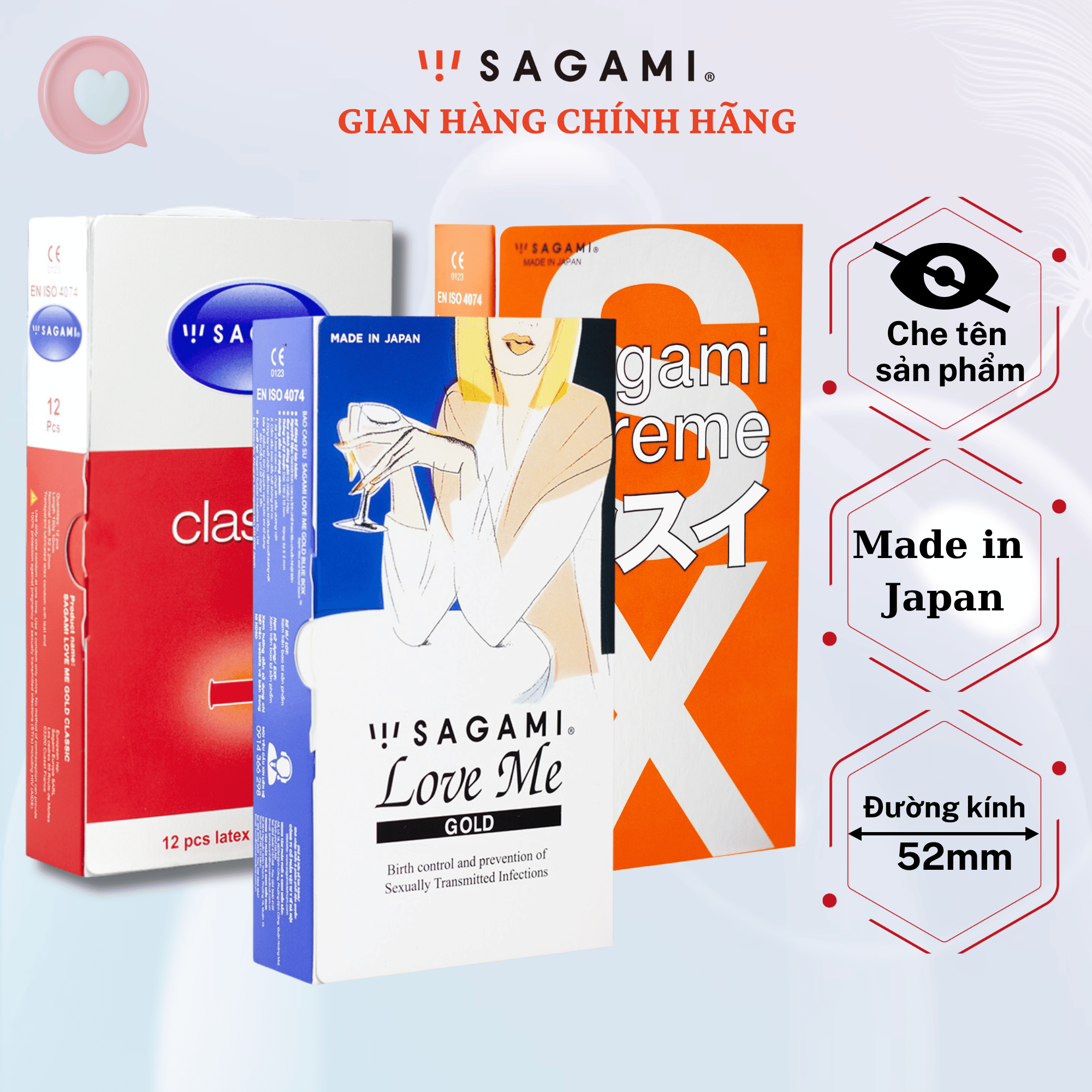 Combo 32 cái bao cao su siêu mỏng- Bao cao su Sagami Love Me Gold + Baocao su Sagami Classic + Baocao su Sagami Orange