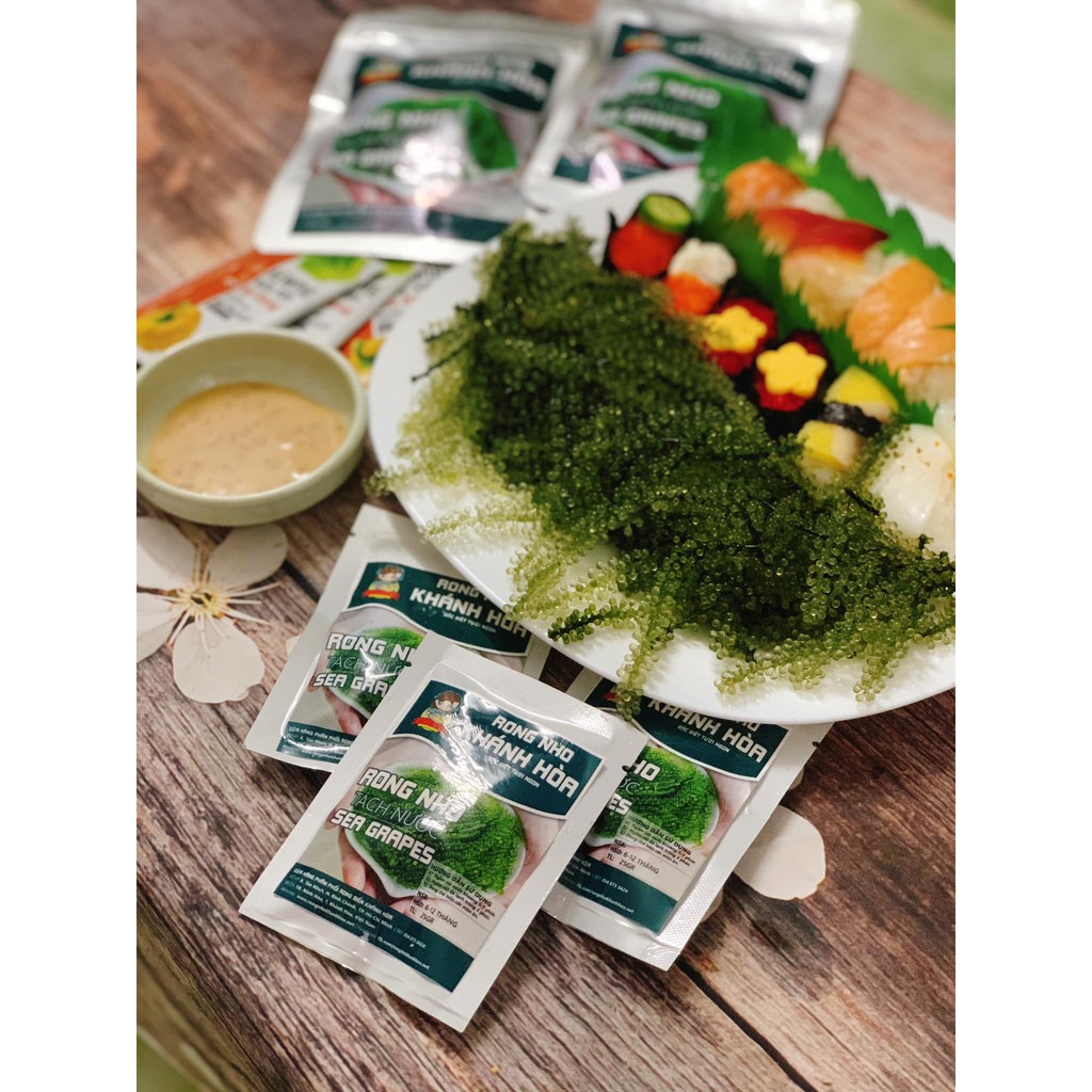 Rong Nho Tách Nước Khánh Hoà Gói 25g+ Kèm sốt mè rang Kewpie - Giàu Dinh Dưỡng - Công Nghệ Tách Nước Nhật Bản