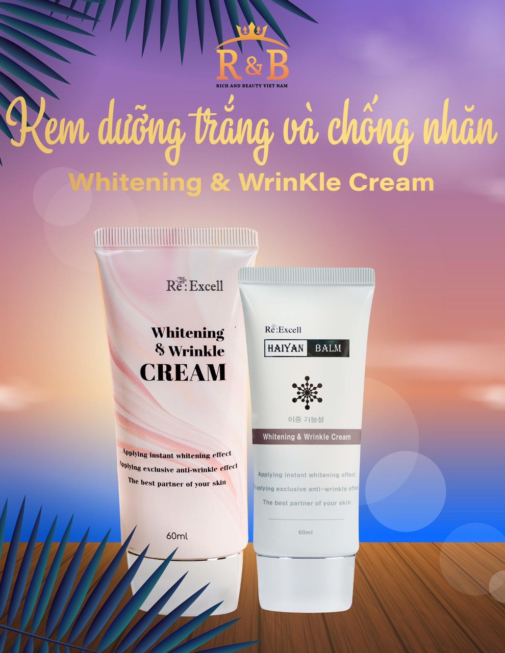 Kem dưỡng trắng và chống nhăn Whitening &amp; Wrinkle Cream Haiyan Balm ban ngày R&amp;B