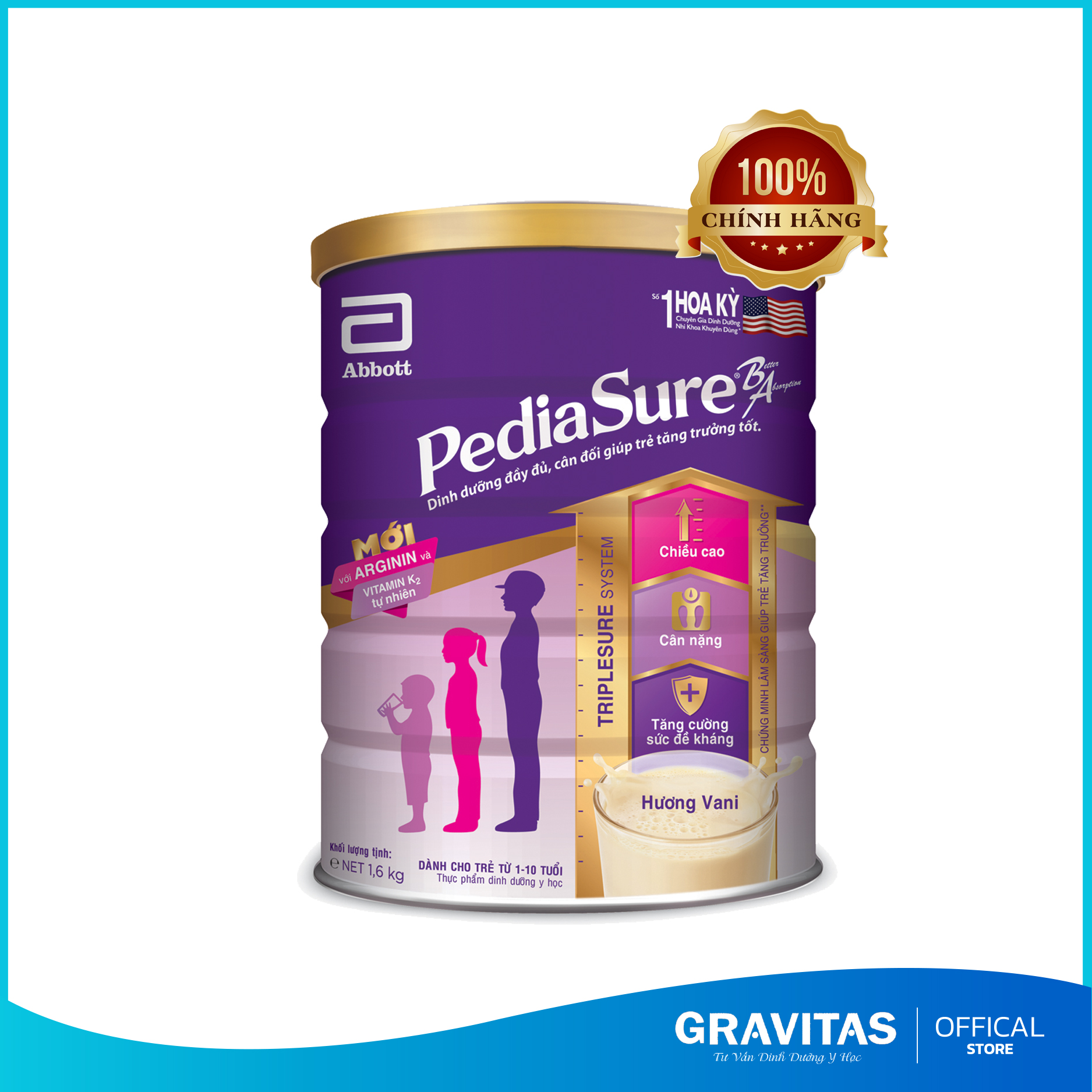 Sữa pediasure vị vani 1,6kg