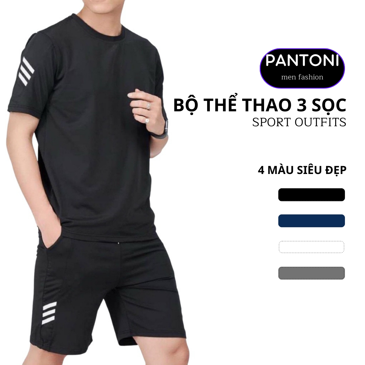 Quần áo thể thao nam PANTONI chất vải thun cao cấp, thoáng mát, thấm hút mồ hôi (BH3S)