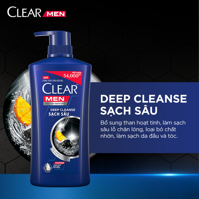 Dầu gội đầu Clear Men Deep Cleanse sạch sâu 630g