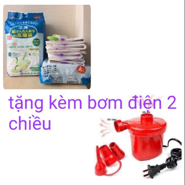 Bộ 8 túi hút chân không + Bơm điện thổi hút túi chân không, Túi hút chân không