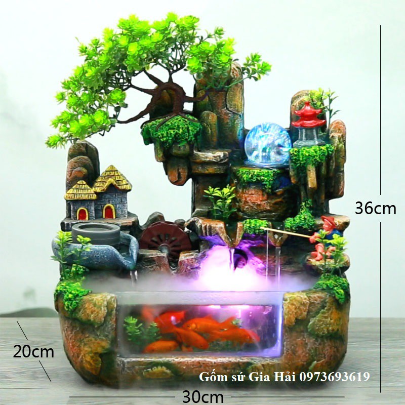 Thác nước phong thủy tiểu cảnh non bộ siêu đẹp