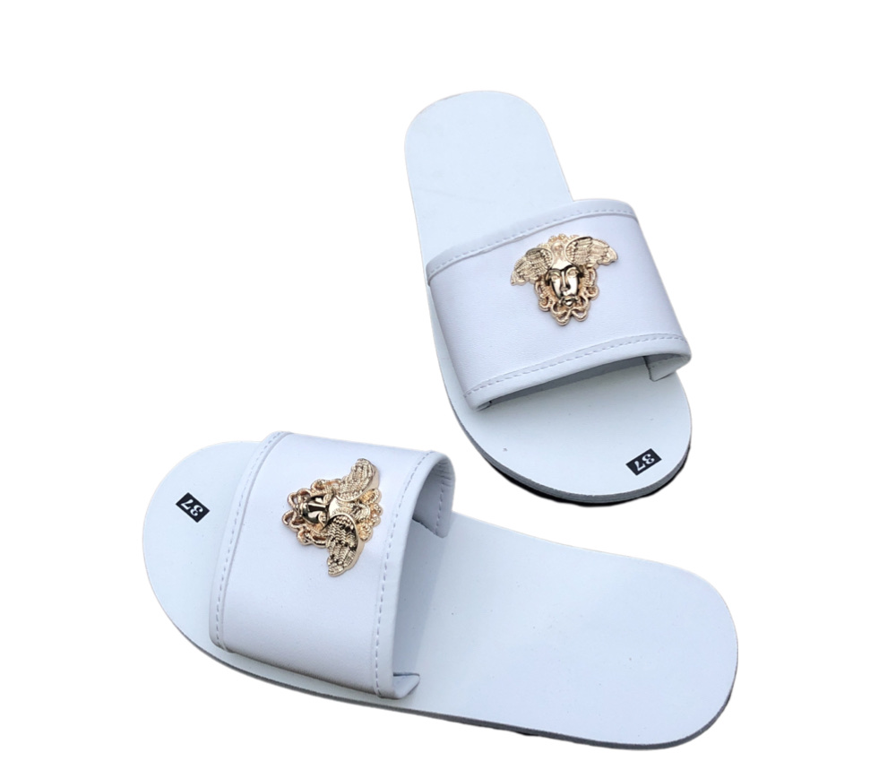 Dép quai ngang nam và nữ đế trắng quai trắng size từ 35 nữ đến 44 nam