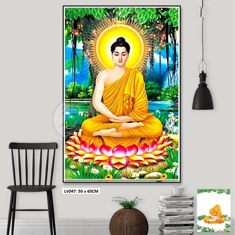 Tranh đính đá phật thích ca mâu ni lv047 - kích thước: 50x65cm