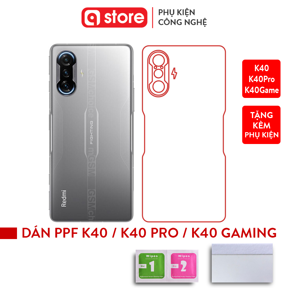Dán ppf k40 gaming, k40, k40pro, dán ppf lưng chống xước, chống bám vân tay, tặng kèm dụng cụ gạt dán ppf qstore