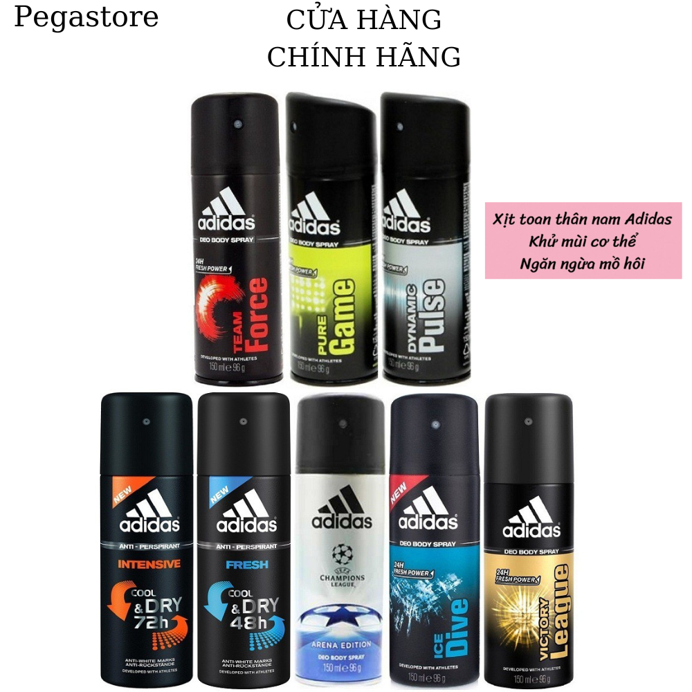 Xịt khử mùi adidas team force sịt khử mùi adidas ice dive xịt thơm toàn thân adidas adipure xịt khử mùi toàn thân cho nam 150ml - pegastore