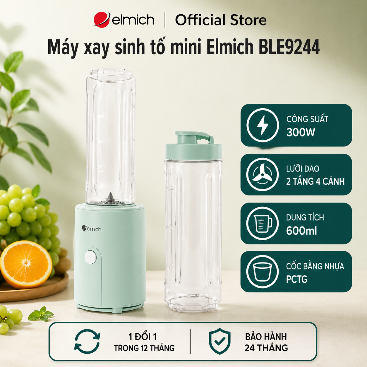 (Chỉ 25-29.07)Máy xay sinh tố mini Elmich BLE9244