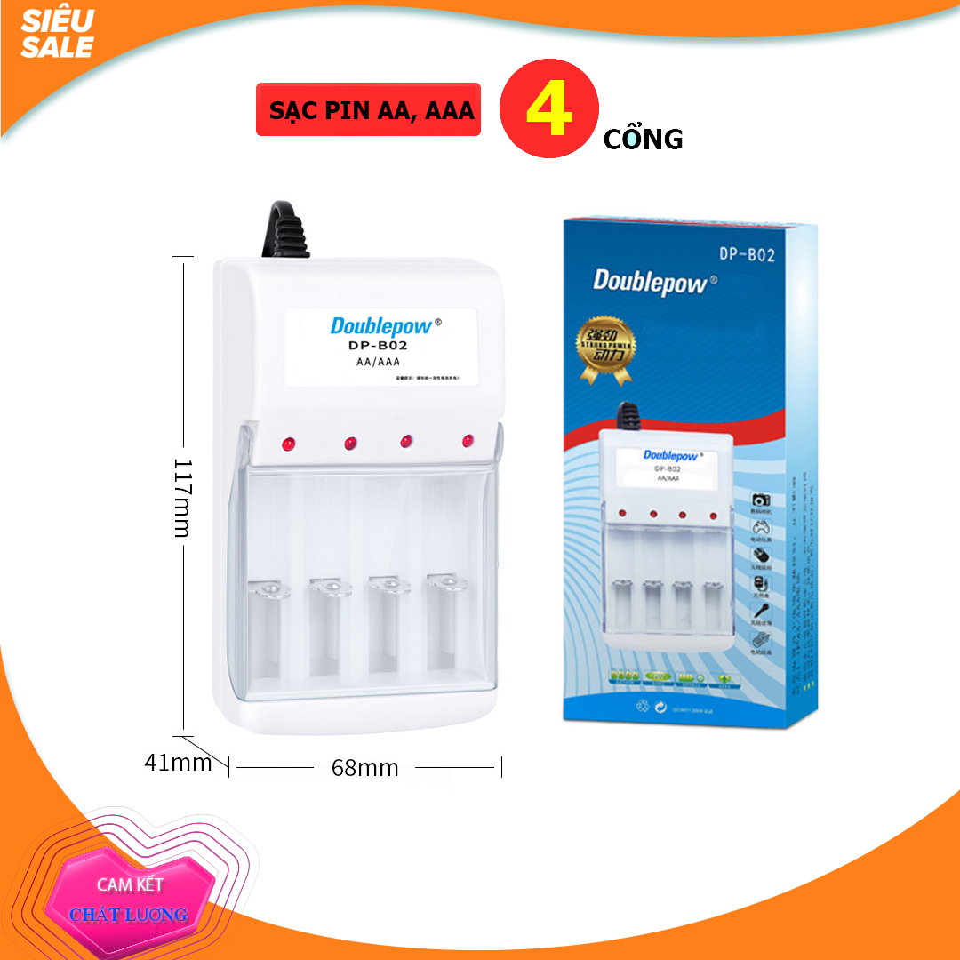 Sạc pin tiểu , pin đũa đa năng 4 cổng Doublepow chất lượng - DP-B02