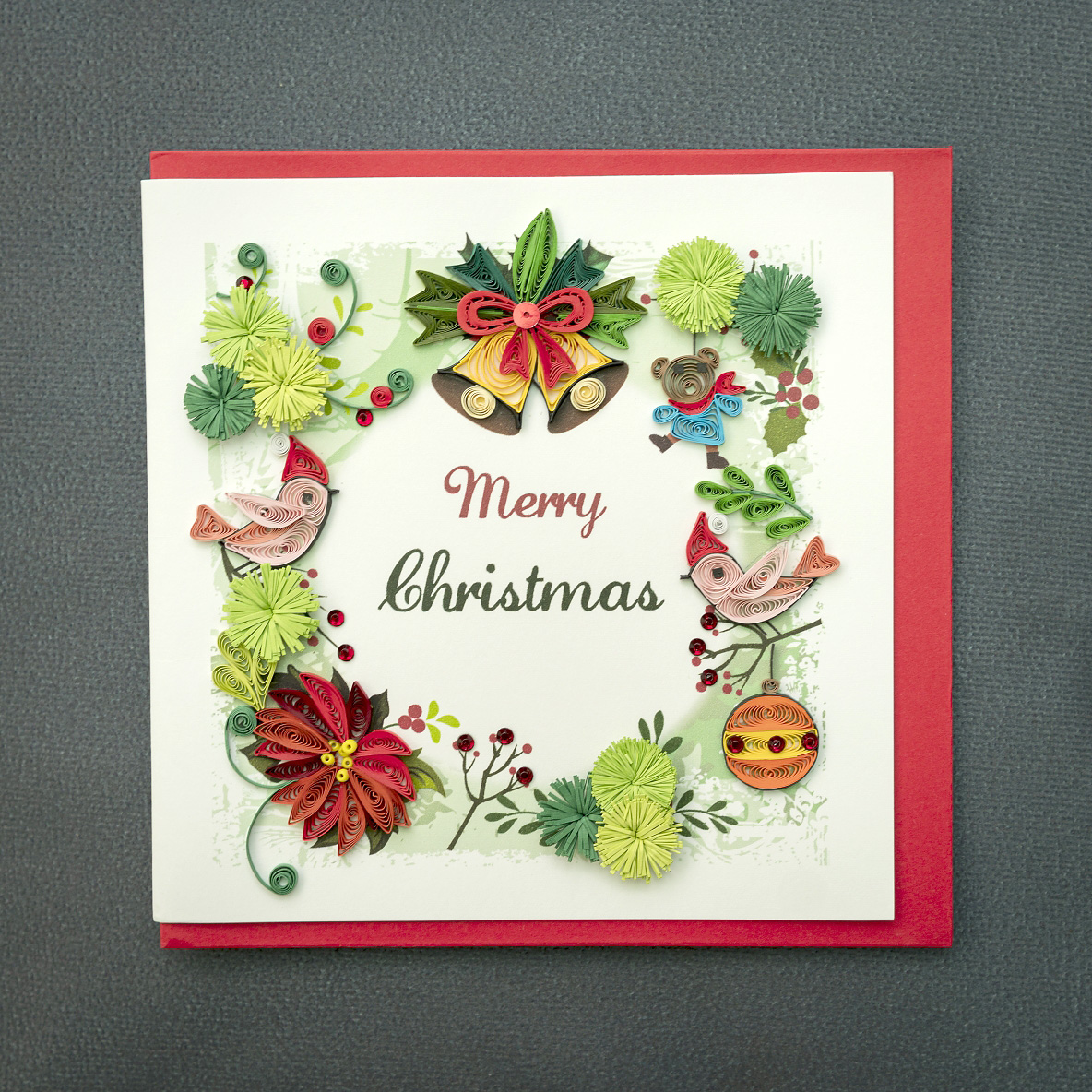 [HCM]Thiệp Giấy Xoắn Giáng Sinh NOEL04 15x15 cm - Merry Christmas (Quilling Card/ Handmade)