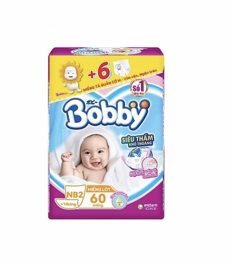 Miếng lót bobby nb2 60 miếng + 6 miếng
