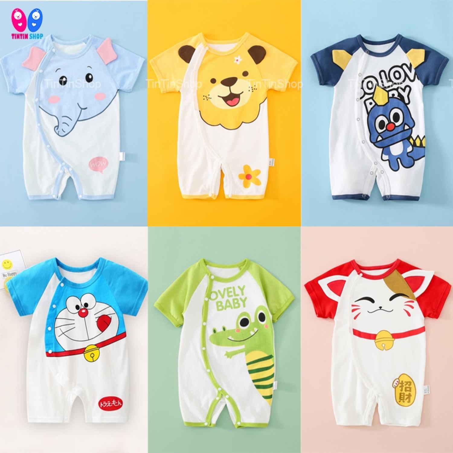 Body cộc tay Body đùi cotton cho bé trai bé gái Body suit cho bé mặc hè thoáng mát Áo liền quần cho bé sơ sinh SLH29