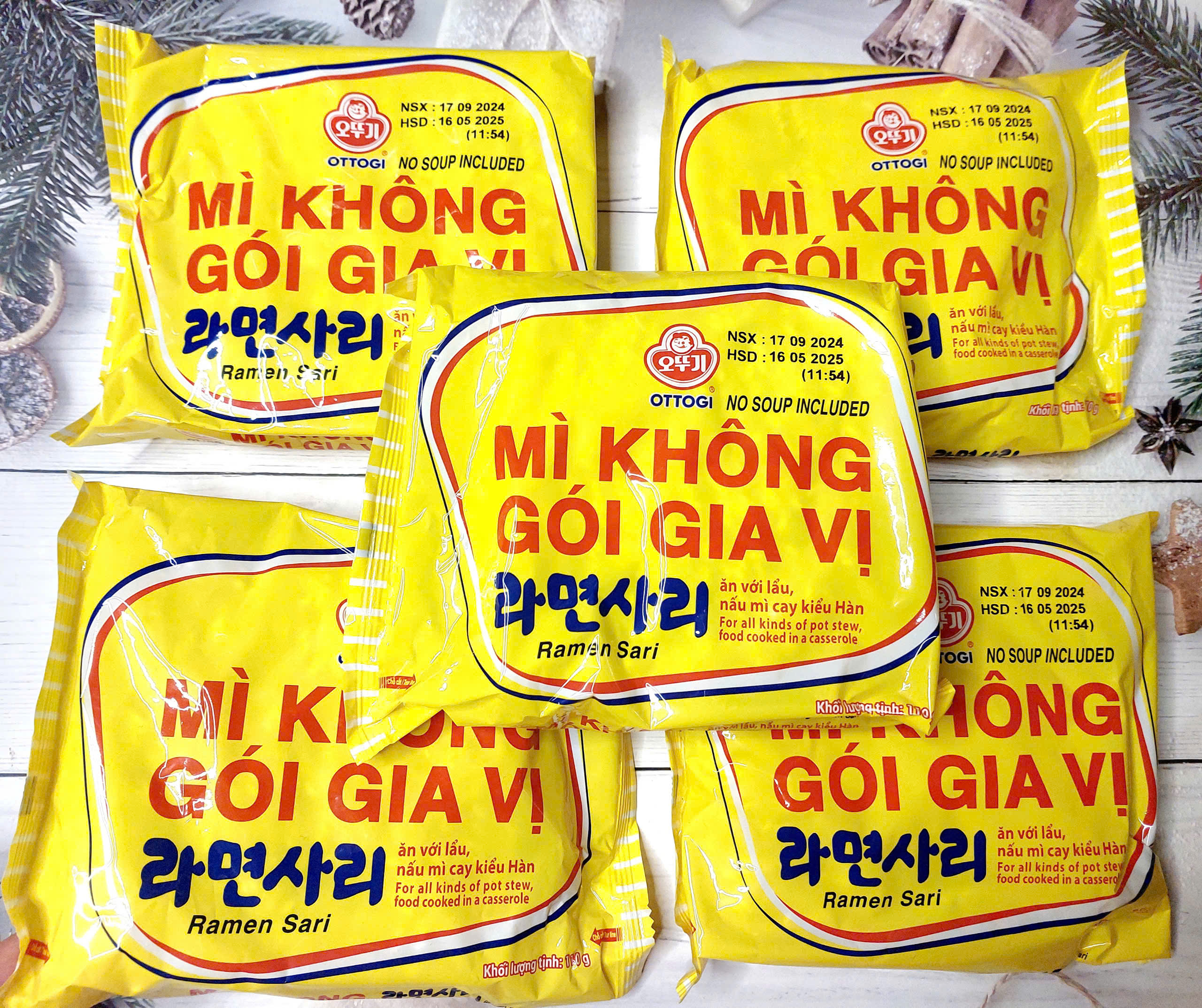 Combo 5 gói Mì gói không gia vị ottogi, mỗi gói 110g - doanvat_hangduong