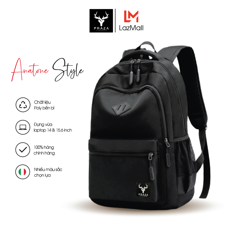Balo Thời Trang Classic Chất Liệu Vải Polyester Cao Cấp Trượt Nước PRAZA - BL177 (Chính hãng phân phối)