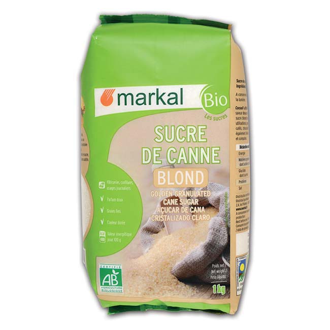 Đường mía thô hữu cơ hạt nhỏ markal 1kg - leaf organic hcm