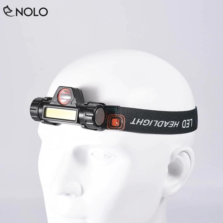 Đèn Pin Sạc Đội Đầu Coba 2in1 Cree XPE Q5 Kết Hợp Led COB Chống Nước Đi Mưa IP68