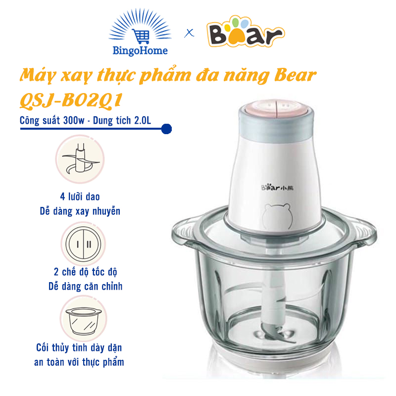 Máy xay thịt, xay thực phẩm đa năng cao cấp bear qsj-b02q1- bh 1 năm - bingo home