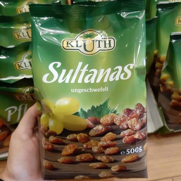 Nho khô Kluth Sultanas ungeschwefelt 500g giá 200k