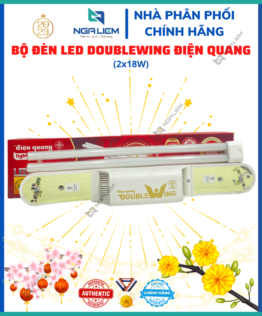 Bộ Đèn Led, Nhựa, Huỳnh Quang Doublewing Thủy Tinh Điện Quang