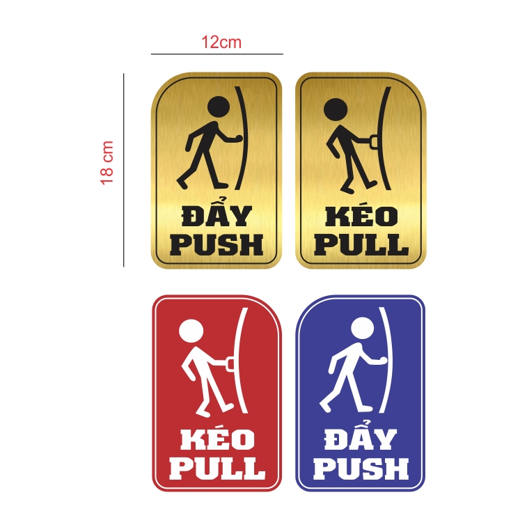 2 miếng decal dán cửa kính kéo vào đẩy ra,bảng pull push, dán cửa kính decor trang trí cửa ra vào