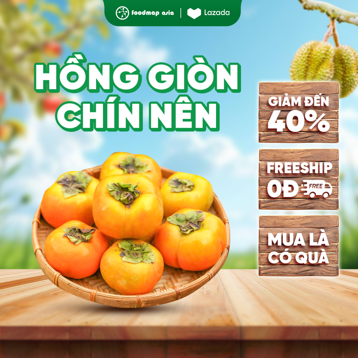 Hồng Giòn Chín Nên - Foodmap Fruits - Thùng 3kg