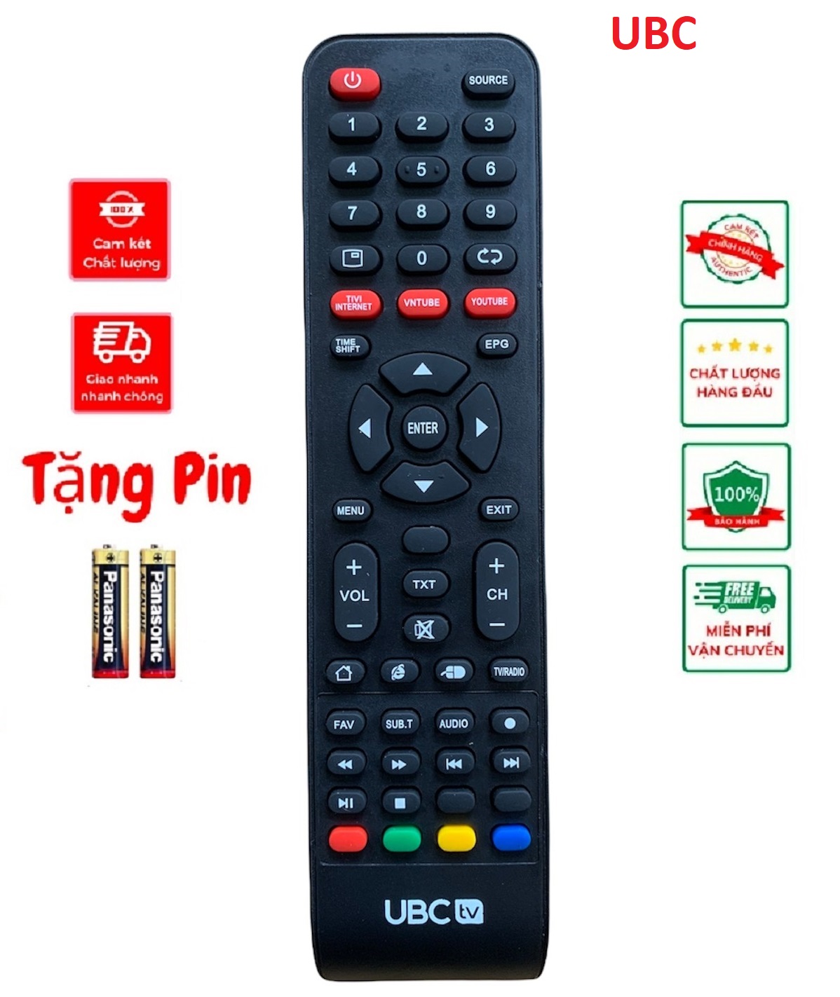 Điều khiển tivi ubc hàng tốt mới 100%, tặng kèm pin !