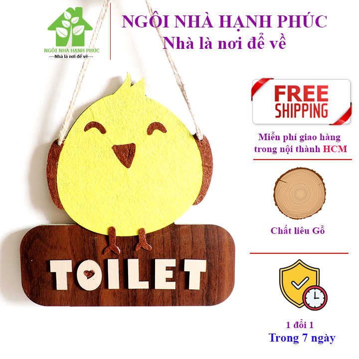 Bảng gỗ decor trang trí cửa toilet 🚀con chim vàng🚀