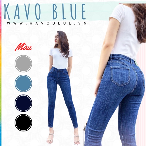 Quần bò nữ lưng cao - quần jeans nữ dáng ôm skinny siêu co giãn