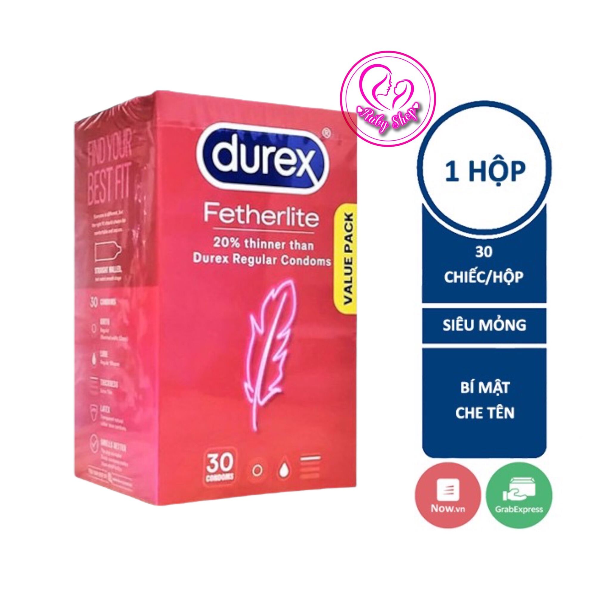 [ HOÀN TIỀN 10% ][Che tên] Bao cao su siêu mỏng Durex hộp 30 cái của Úc