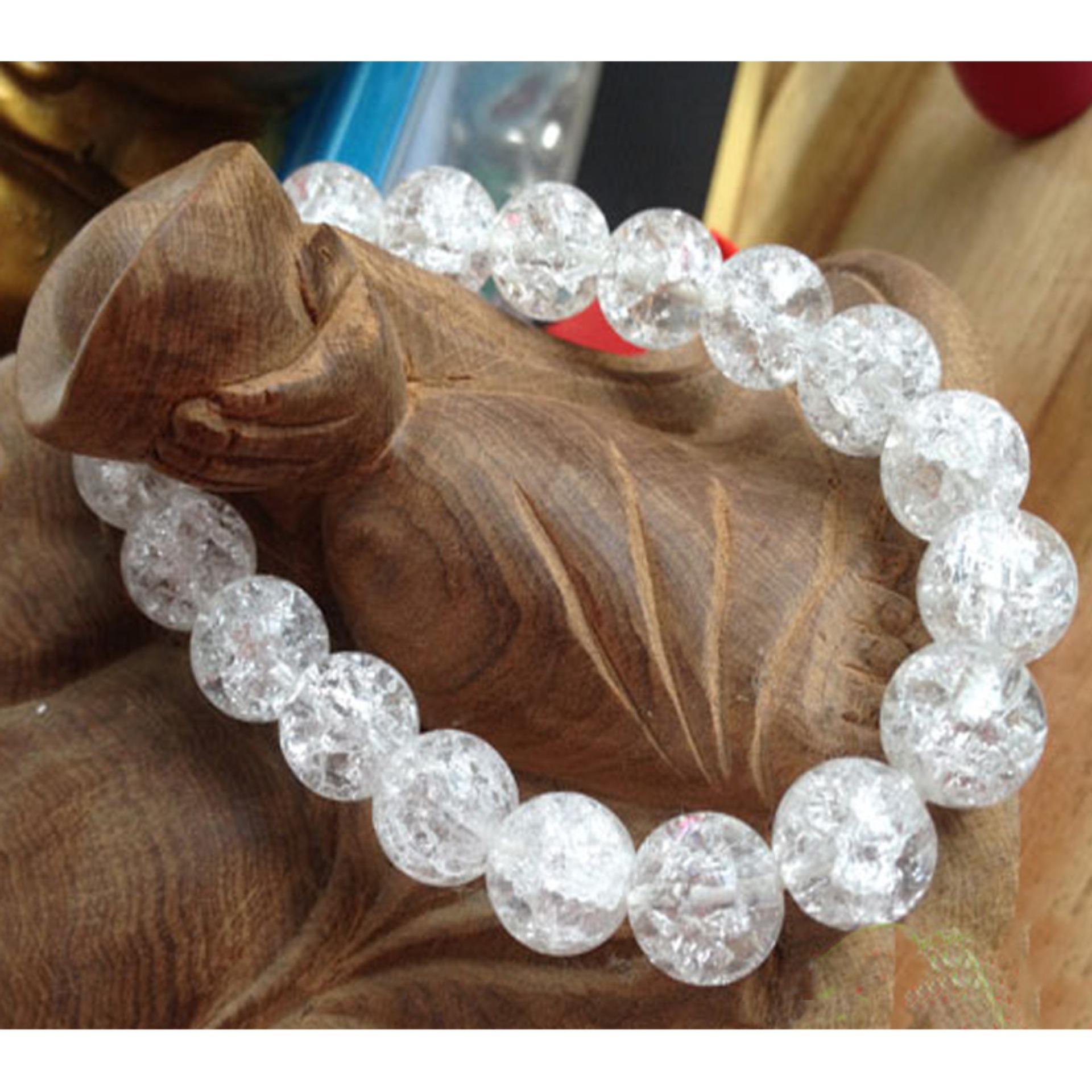 [HCM]Vòng tay đá thạch anh trắng rạn 10ly HN26