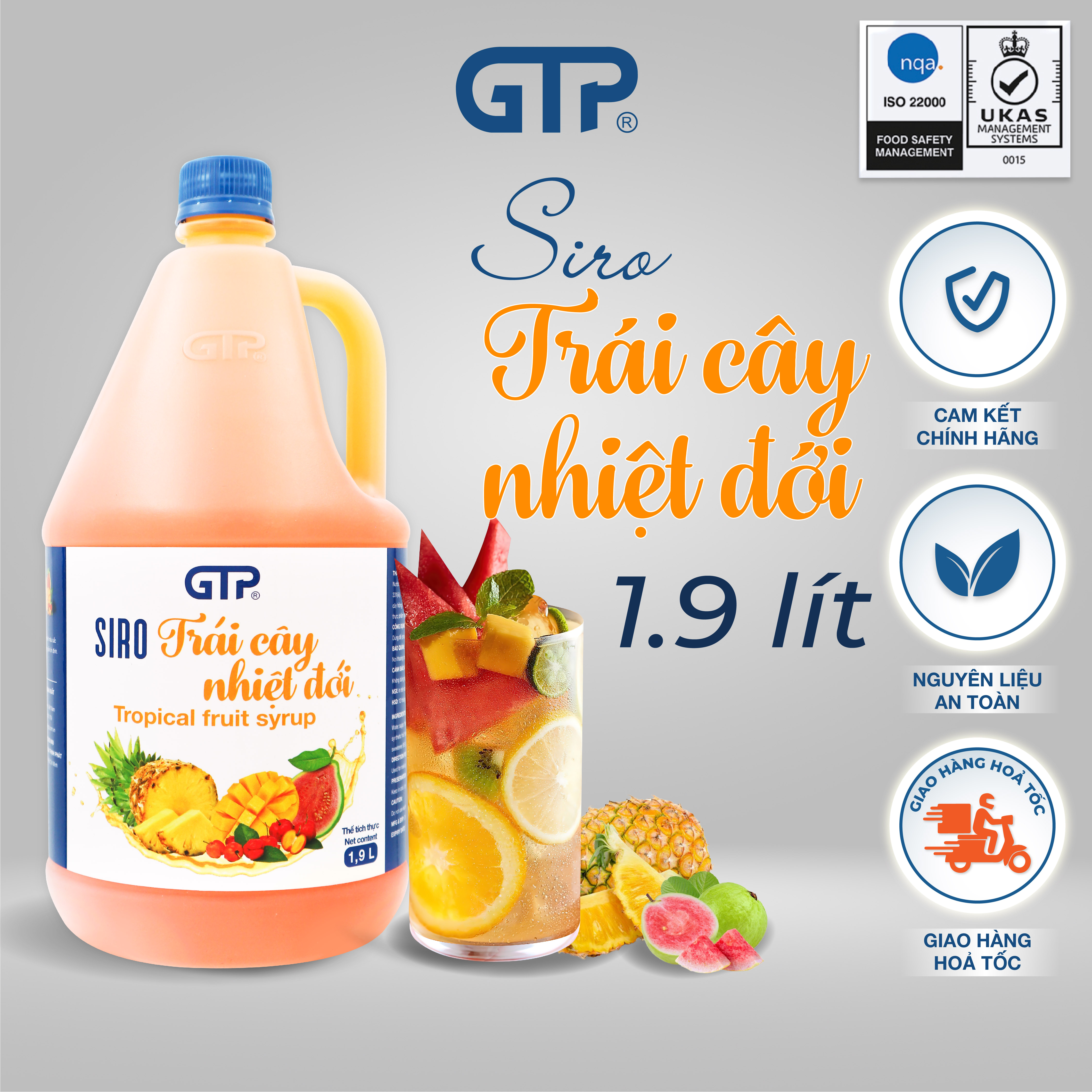 Siro GTP (1.9 Lít) nguyên liệu trà sữa syrup siro pha chế trà sữa nguyên liệu pha chế siro trái cây cocktail