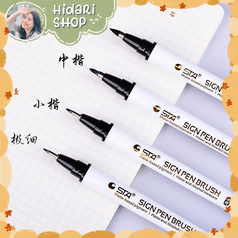  Bút Brush Viết Tiếng Trung STA Ngòi Siêu Nhỏ - Hidari 