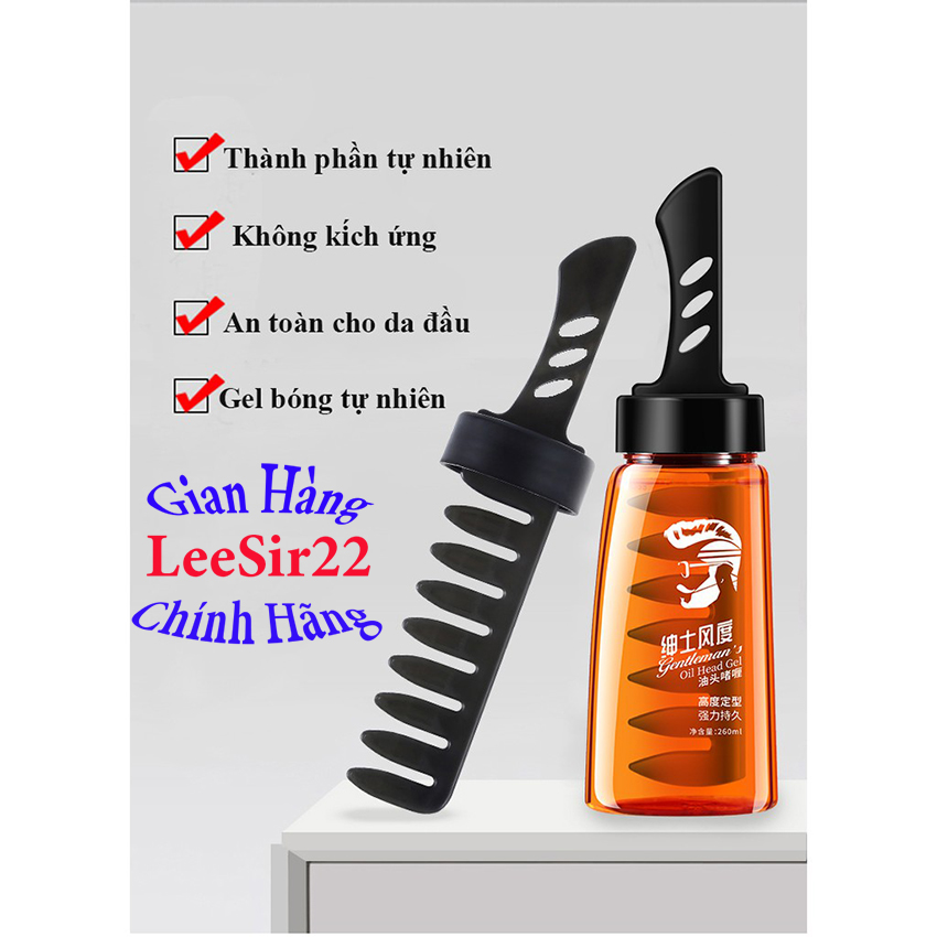 Gel tạo kiểu tóc kèm lược giữ nếp lâu, Gel vuốt tóc nam cao cấp, Keo vuốt tóc nam